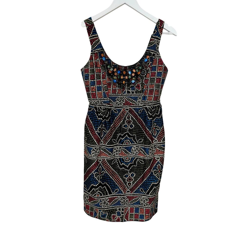 Anna Sui Anthropologie Women's Dress Size 4 Beaded Sheath Knee Length